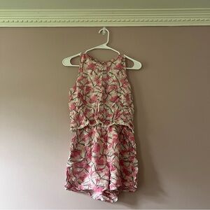 Abercrombie Kids Pink and White Patterned Romper